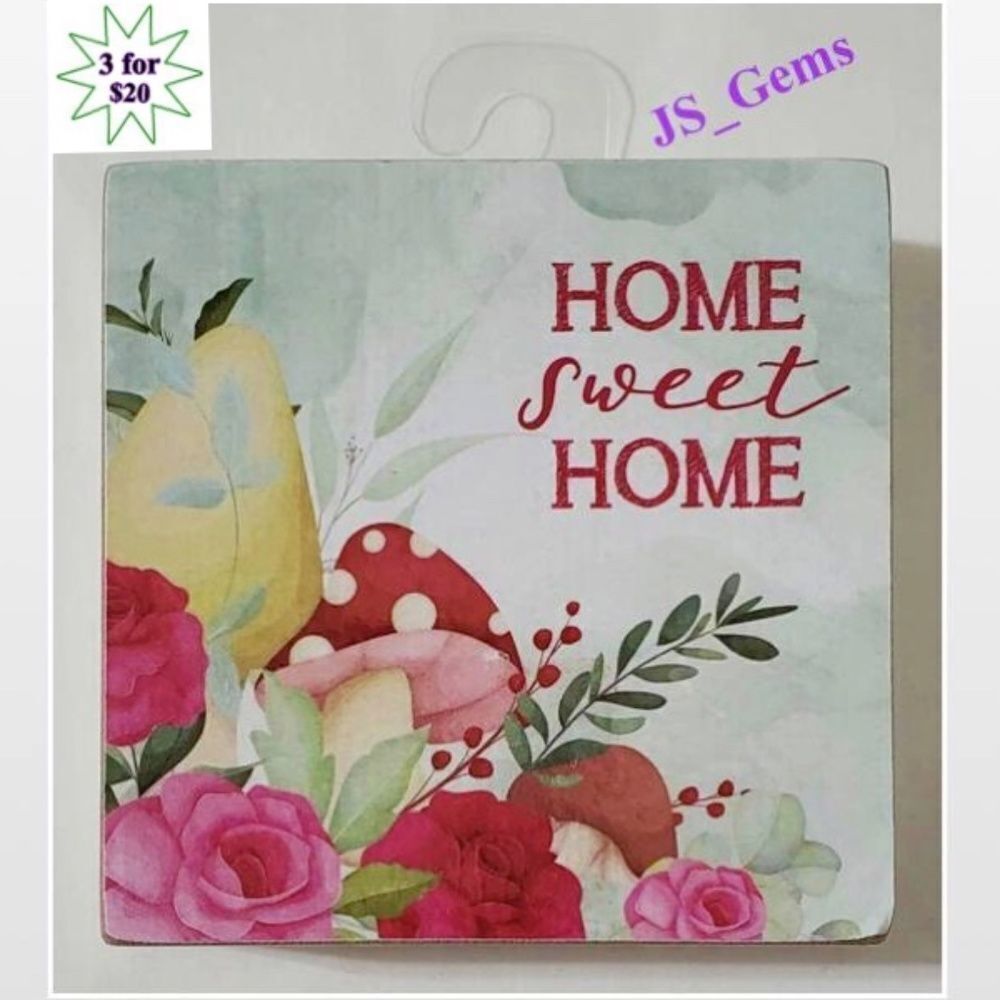 New White Floral Motivational Home Wood Box Sign Décor
